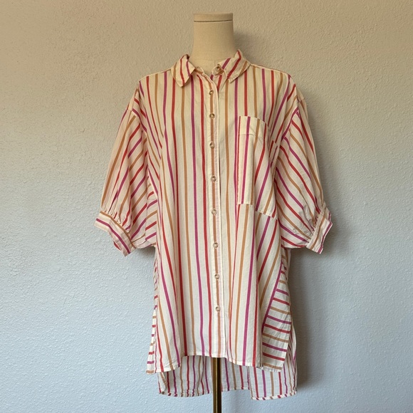 Pilcro Painter Button Down Striped Shirt Oversized size Medium - Picture 4 of 16